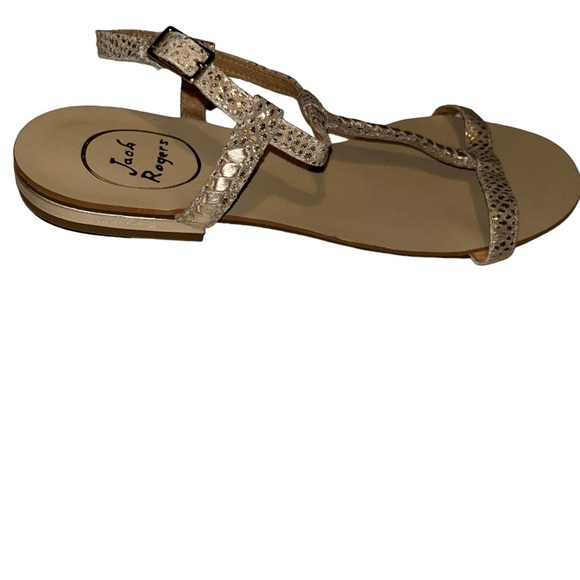 JACK ROGERS CHENEY GOLD STAPPY FLAT SANDAL size 8.5. - Picture 2 of 5